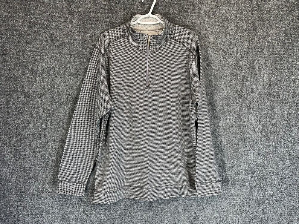 Rainforest Mens L Quarter Zip Pullover Black Gray Textured Outdoor Hiking Ski